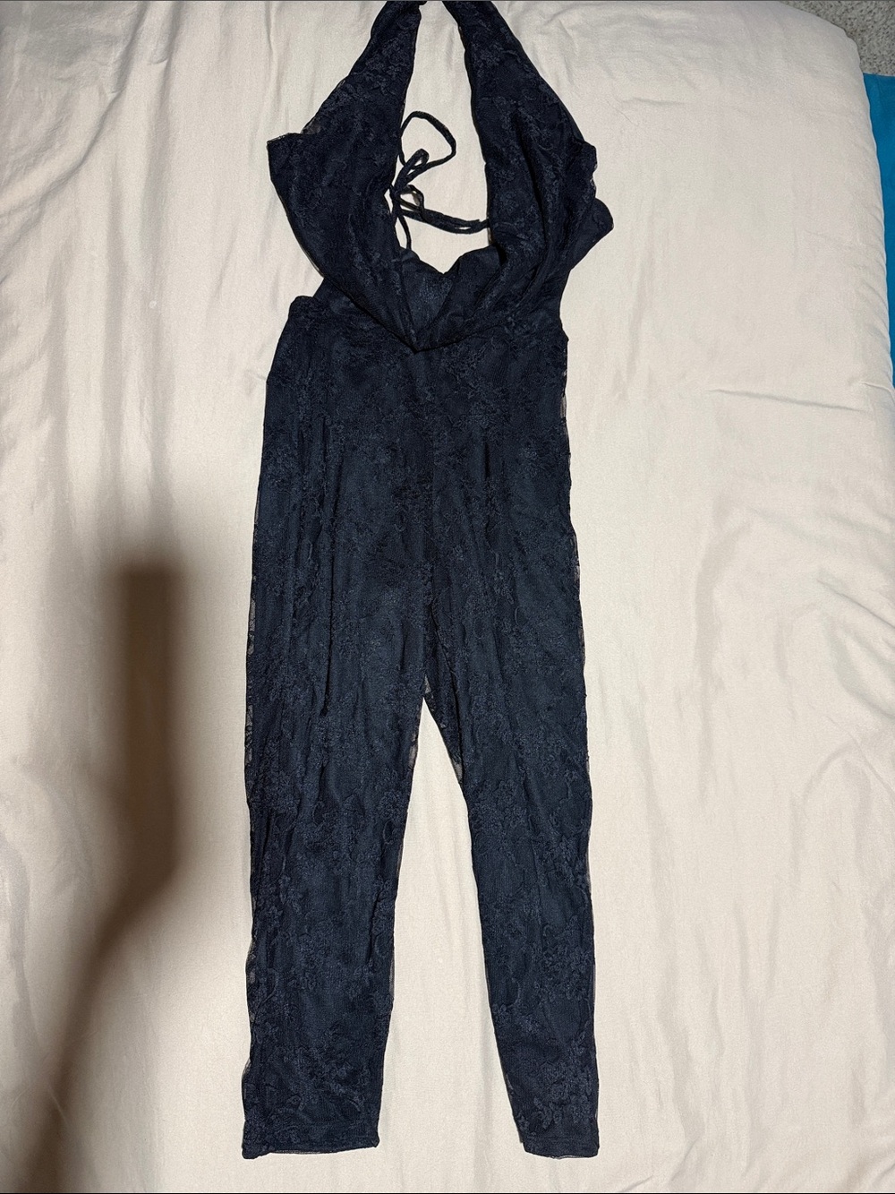 Women's capri Black Lace Halter Jumpsuit